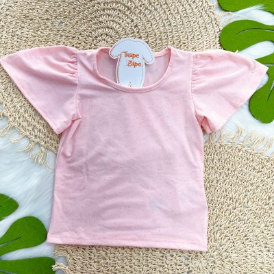 Conj. Blusa e Salopete com Flores - Rosa e Verde Agua